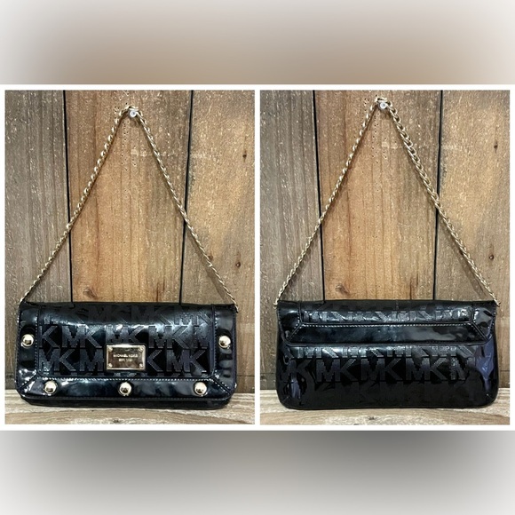 Michael Kors. 5 Piece: Delancy Clutch & Free Watch, Card Case, Twilly & Dust Bag - Picture 2 of 16